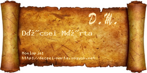 Décsei Márta névjegykártya